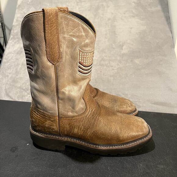 JB Dillon Reserve Boots Mens 10 EE Brown American Flag Sqaure Toe Cowboy Boots American Flag Boots – J.B. Dillon Reserve – Handmade Boots main image 4